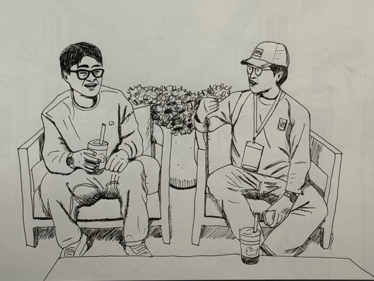 [인물드로잉] 여행길 위의 아늑한 쉼표 — 파머스 마켓 글로브에서 커피 한잔의 추억